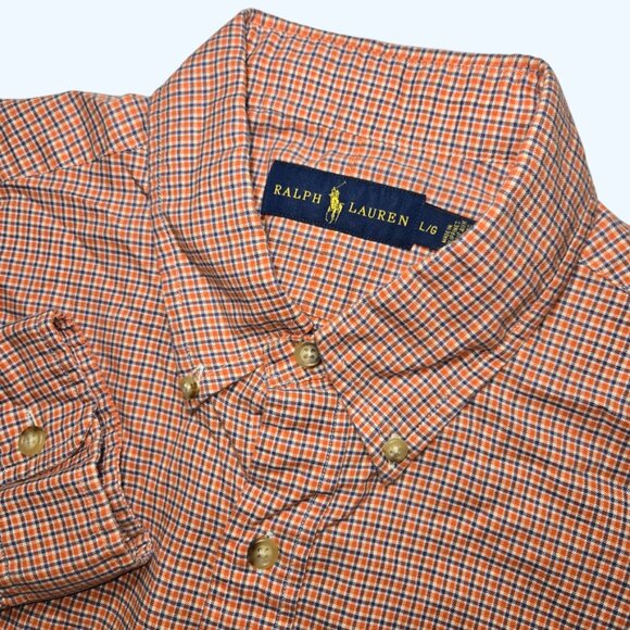Ralph Lauren Other - Ralph Lauren Oxford Shirt Mens Large Orange White Blue Gingham Check Long Sleeve